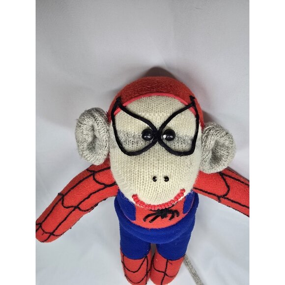 Sock Monkey Spiderman stuffed animal plush- Handmade 18 Inches - Picture 3 of 16